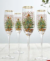 Spode Christmas Tree Polka Dot Champagne Flutes, Set of 4