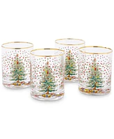 Spode Christmas Tree Polka Dot Double Old-Fashioned Glasses, Set of 4