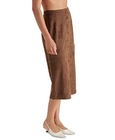 Steve Madden Women's Riya Faux-Suede Button-Front Midi Skirt