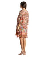 La Moda Clothing Women's Boho Short V-neck Dress