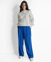 Dkny Women's Fringed Mixed-Stitch Sweater