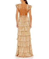 Women's Ieena Ruffle Tiered Criss Cross Lace Up Gown