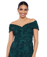 Xscape Petite Off-The-Shoulder Lace Gown