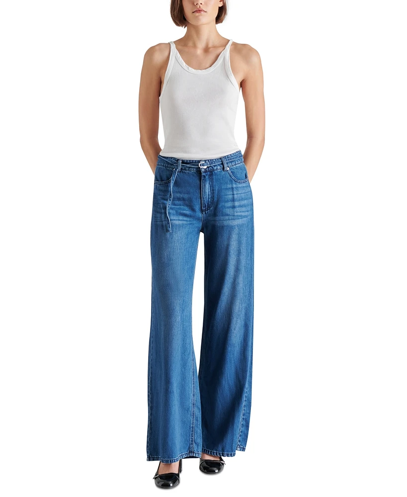 Steve Madden Women's Serenity Belted Wide-Leg Jeans