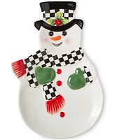 Spode Christmas Tree Black & White Snowman Dish