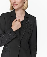 Karl Lagerfeld Paris Women's Studded One-Button Blazer