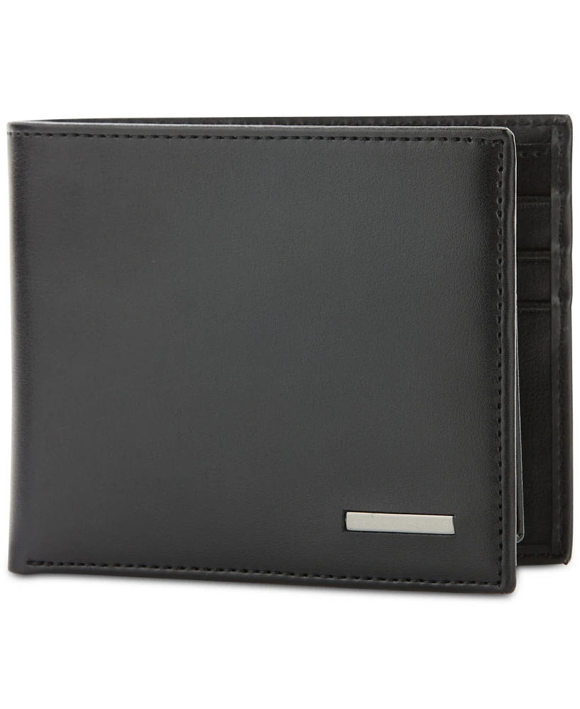 Perry Ellis Portfolio Men's Metal Logo Wallet