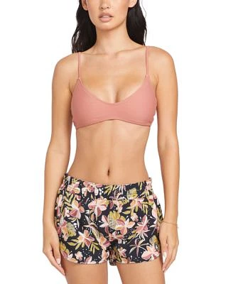 Volcom Juniors Simply Solid Scoop Neck Bikini Top Fronds Forever Printed Swim Shorts