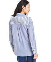 On 34th Women's Cotton Multi-Stripe Relaxed Shirt, Created for Macy's