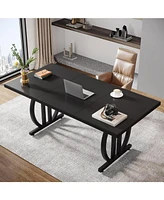 Tribesigns Executive Desk, 63 inch Large Modern Computer Desk with Metal Geometric Base, Conference Table for 4-6 People