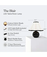 Brightech Blair 10" Led Midcentury Table Lamp with Marble Base
