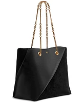 Donna Karan Setauket Leather & Suede Tote with Chain Strap