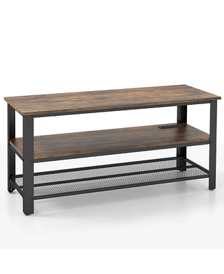 Slickblue Industrial Tv Stand up to 50 Inches with Power Outlets and Usb Ports-Rustic Brown