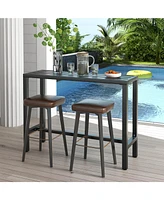 Skonyon 48 Inch Outdoor Bar Table with Waterproof Top and Heavy-duty Metal Frame