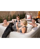 LifeSmart LS100 Sand 4 Person Plug and Play Square Hot Tub Spa with Black Cover