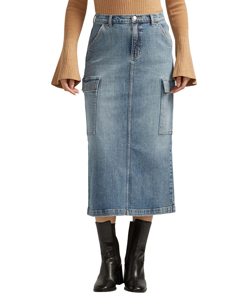 Silver Jeans Co. Women's Cargo High Rise Jean Skirt