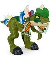 Imaginext Jurassic World Thrash Attack Dilophosaurus Dinosaur Toy with Lights Sounds for Kids - Multi