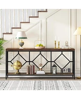 Tribesigns 71 Inch Extra Long Sofa Table, Narrow Console Tables Behind Couch Table with Open Storage Shelf