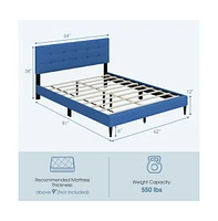 Sugift Queen Upholstered Platform Bed with Button Tufted Headboard