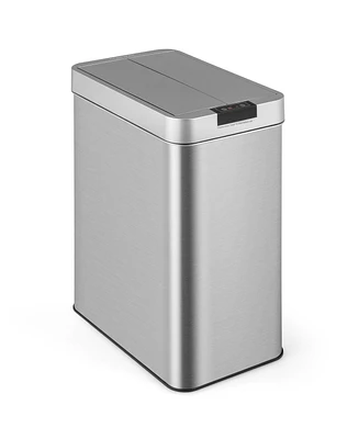 Slickblue 13.2 Gal Slim Kitchen Trash Can with Wing Lids and Stainless Steel Frame