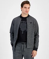 Karl Lagerfeld Paris Men's Slim-Fit Heathered Bomber Track Jacket