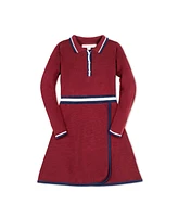 Hope & Henry Baby Girls Organic Long Sleeve Collared Henley Sweater Dress