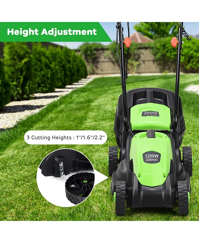 Slickblue Electric Push Lawn Corded Mower with Grass Bag