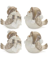 Slickblue Winter Bird (Set of 4) 5"H Terra Cotta