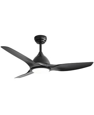 Sofucor 52" Black Ceiling Fan, 3 Blades, Light & Remote, 22W Tri-Color Dimmable