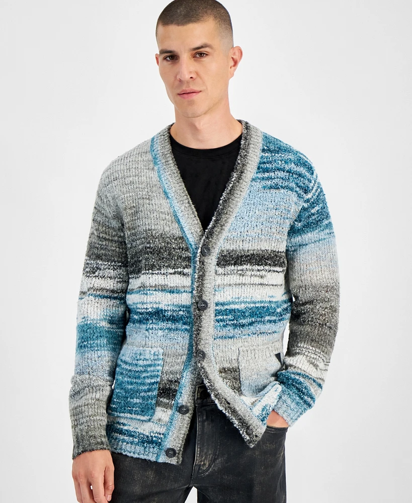 Guess Men's Eduardo Space Dyed Button Front Cardigan Sweater