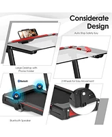 Skonyon 3-in-1 Folding Treadmill with Large Desk and Lcd Display