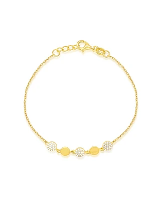 Etoielle Alternating Yellow Gold Tone and Cz Disk Bracelet