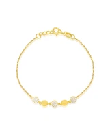 Etoielle Alternating Yellow Gold Tone and Cz Disk Bracelet