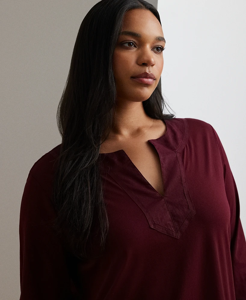 Lauren Ralph Plus 3/4-Sleeve Tunic