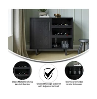 Aloise Bar And Sideboard With Storage Cabinet, Hanging Stemware Holders Bottle