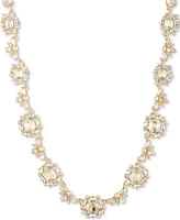 Marchesa Gold-Tone Imitation Pearl, Stone & Crystal Fancy Collar Necklace, 16" + 3" extender