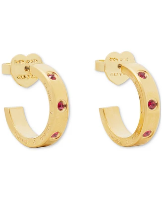 Kate Spade New York Gold-Tone Stainless Steel Small Color Pave Huggie Hoop Earrings, 0.68"