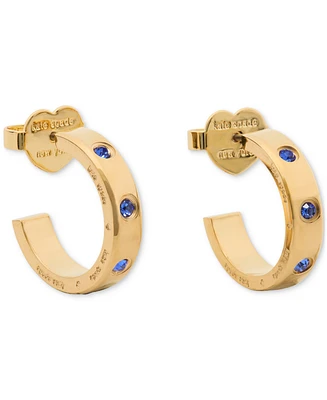 Kate Spade New York Gold-Tone Stainless Steel Small Color Pave Huggie Hoop Earrings, 0.68"