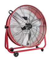 Vie Air 24 Inch Commercial Floor Drum Fan in Red