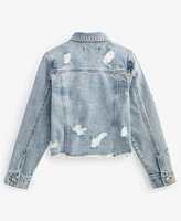 With Jules Big Girls Cotton Cropped Denim Jacket