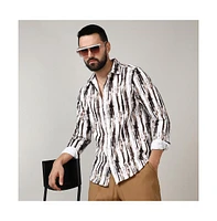 Campus Sutra Men's Beige & Black Ombre Strokes Shirt