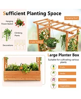 Givimo Raised Garden Bed with Trellis or Climbing Plant and Pot Hanging