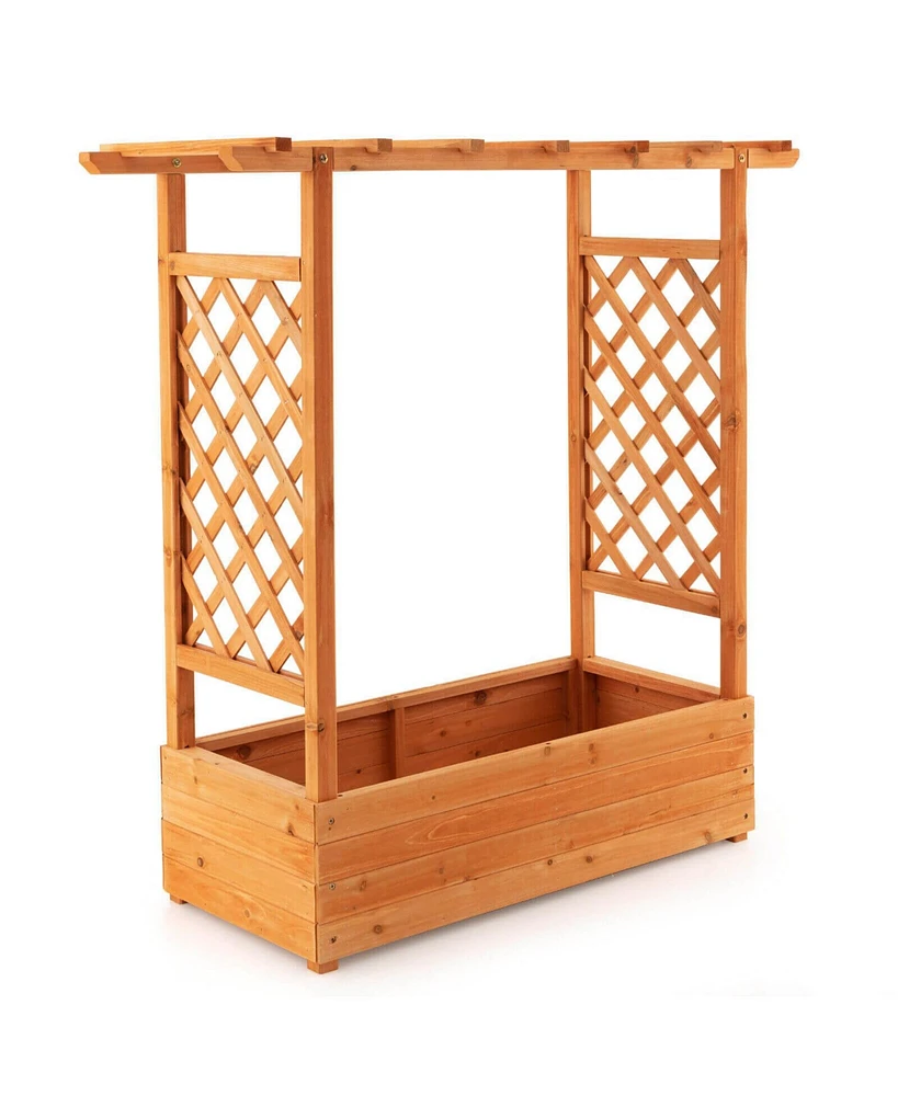 Givimo Raised Garden Bed with Trellis or Climbing Plant and Pot Hanging