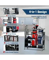 Vebreda Double Golf Bag Organizer with Lockable Universal Wheels