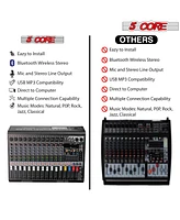 5 Core Audio Dj Mixer 12 Channel Sound Board L Shape w Bluetooth Usb 99 Dsp Effects 48V Phantom Power - Mx 12CH L