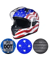 Ahr Run-f Full Face Stars and Stripes Motorcycle Helmet Flip up Dual Visor Dot M