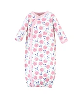 Touched by Nature Baby Girls Baby Organic Cotton Side-Closure Snap Long-Sleeve Gowns 3pk