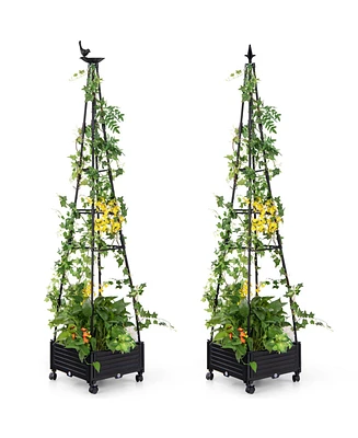 Skonyon Garden Obelisk Trellis with Self-Drainage System for Climbing Plants