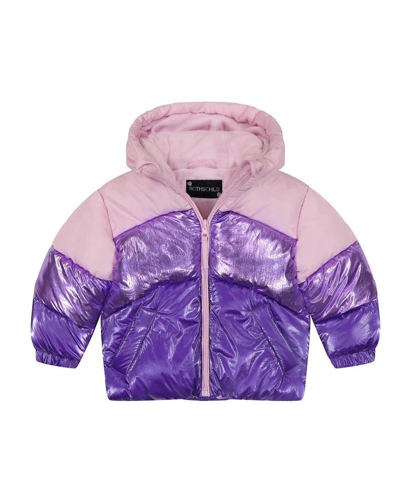 S. Rothschild & Co Toddler Girls Tricolor Metallic Puffer Jacket