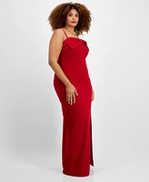 City Studios Trendy Plus Size Bow-Trim Gown